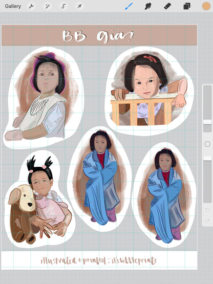 Customised Self Sticker Sheet 4x6" – Turn Your Photos into illustrated Personalized Stickers for Planners, Bullet Journals, and Scrapbooks