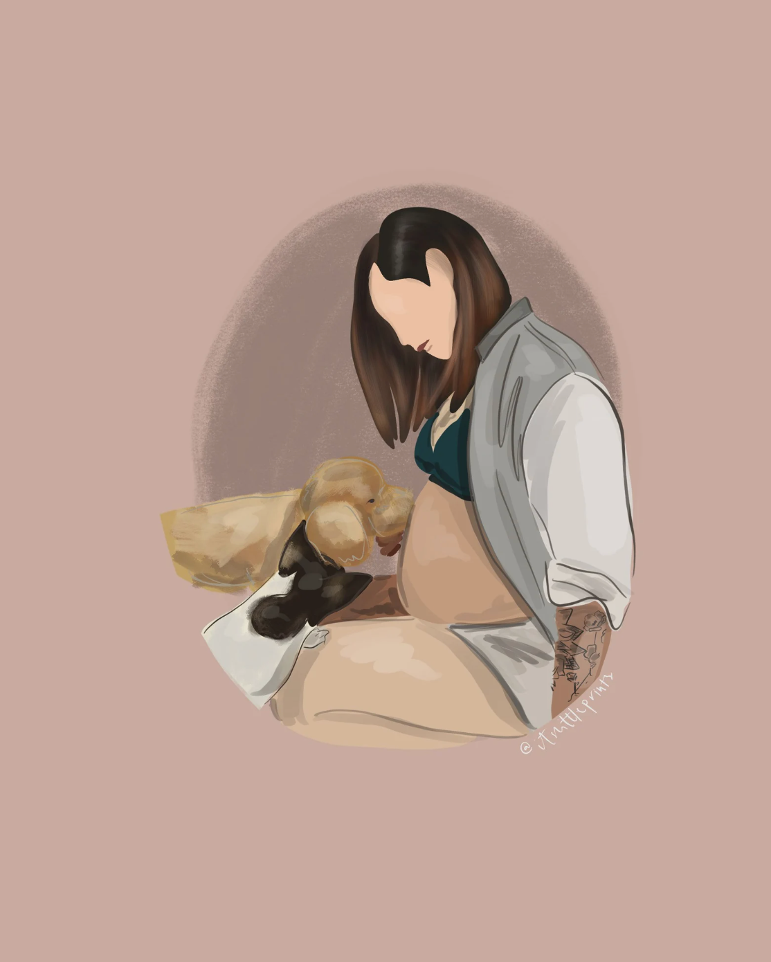 Custom Portrait Illustration Print 4x6" & 2 Diecut Stickers – Personalized Hand-Drawn Art Gift for Weddings, Anniversaries, or Home Décor