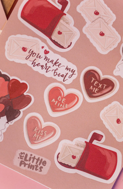 Valentine’s Day Sticker Sheet 4x6" – Cute Hobby-Themed Stickers for Journaling, Scrapbooking, and Gifting